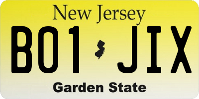 NJ license plate B01JIX