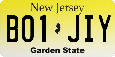 NJ license plate B01JIY