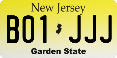 NJ license plate B01JJJ