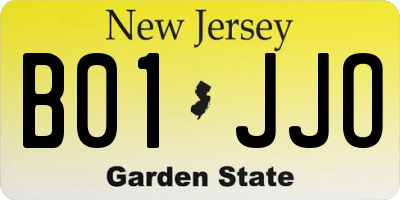 NJ license plate B01JJO