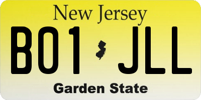 NJ license plate B01JLL