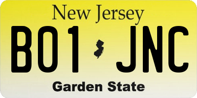 NJ license plate B01JNC