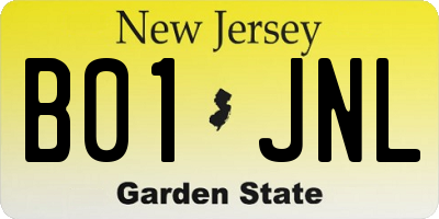 NJ license plate B01JNL