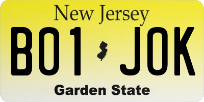 NJ license plate B01JOK