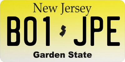 NJ license plate B01JPE