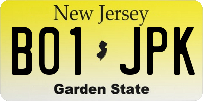 NJ license plate B01JPK