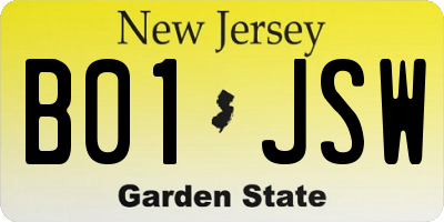 NJ license plate B01JSW