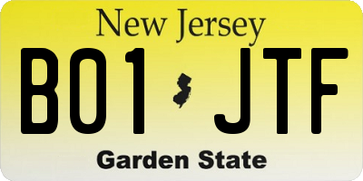 NJ license plate B01JTF