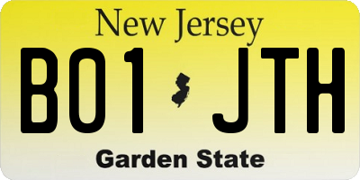 NJ license plate B01JTH