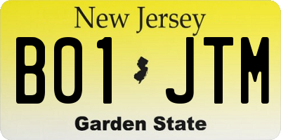 NJ license plate B01JTM