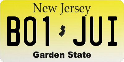 NJ license plate B01JUI