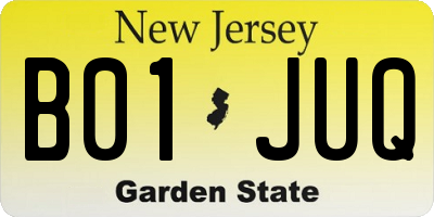 NJ license plate B01JUQ