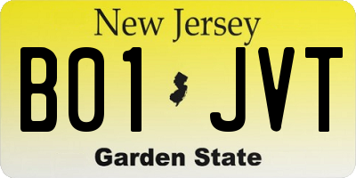 NJ license plate B01JVT