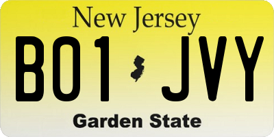 NJ license plate B01JVY
