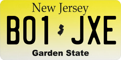 NJ license plate B01JXE