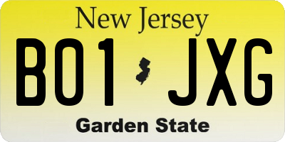 NJ license plate B01JXG