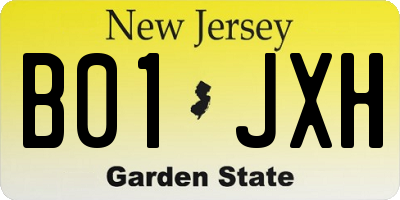 NJ license plate B01JXH