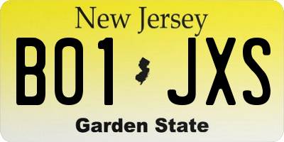 NJ license plate B01JXS