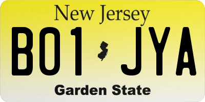 NJ license plate B01JYA