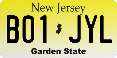 NJ license plate B01JYL