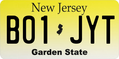 NJ license plate B01JYT