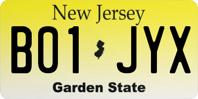 NJ license plate B01JYX