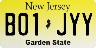NJ license plate B01JYY