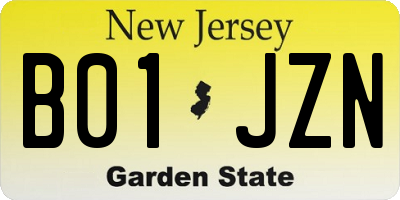 NJ license plate B01JZN