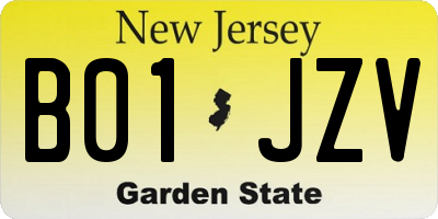 NJ license plate B01JZV
