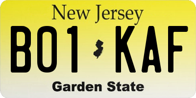 NJ license plate B01KAF