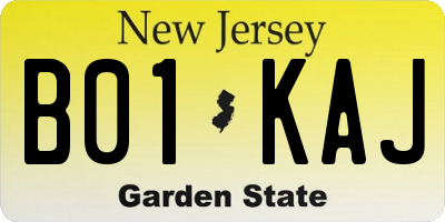 NJ license plate B01KAJ