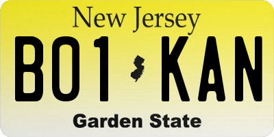 NJ license plate B01KAN