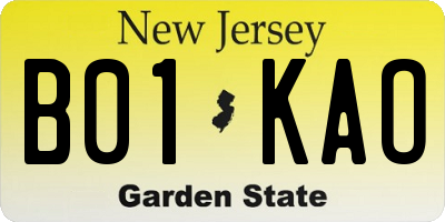 NJ license plate B01KAO