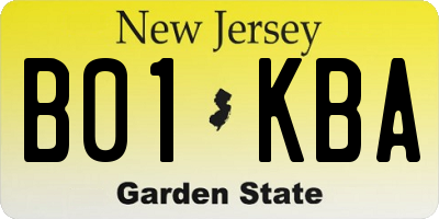 NJ license plate B01KBA