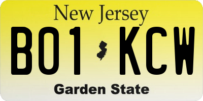 NJ license plate B01KCW