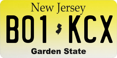 NJ license plate B01KCX