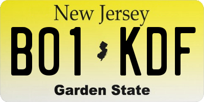 NJ license plate B01KDF