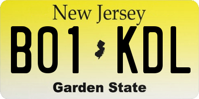 NJ license plate B01KDL