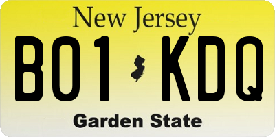 NJ license plate B01KDQ