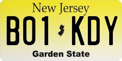 NJ license plate B01KDY