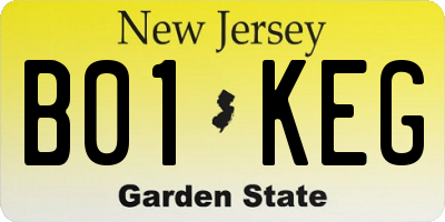 NJ license plate B01KEG