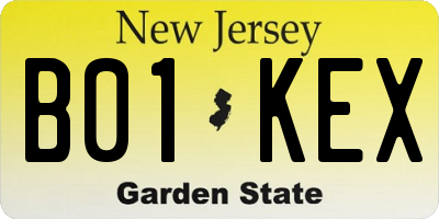 NJ license plate B01KEX