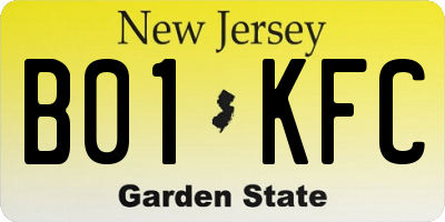 NJ license plate B01KFC
