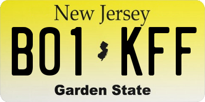 NJ license plate B01KFF