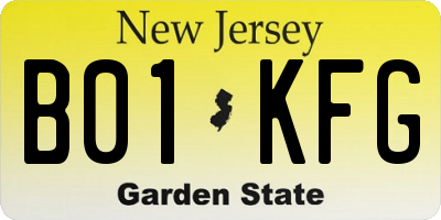 NJ license plate B01KFG