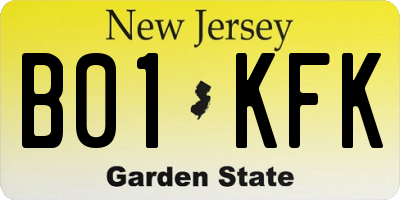NJ license plate B01KFK