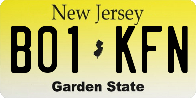 NJ license plate B01KFN
