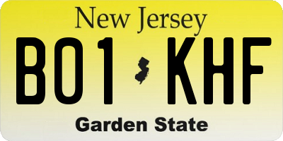 NJ license plate B01KHF