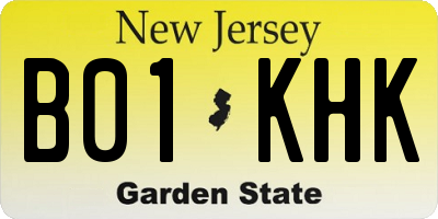 NJ license plate B01KHK