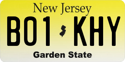 NJ license plate B01KHY
